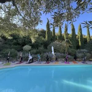 Yoga by the pool